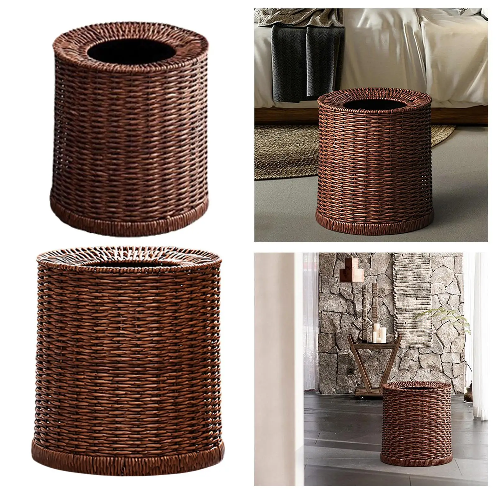 Imitation Rattan Trash Can Rubbish Can Waste Basket Elegant Decorative Dustbin Practical Woven Wastebasket for Living Room
Imitation Rattan Trash Can Rubbish Can Waste Basket Elegant Decorative Dustbin Practical Woven Wastebasket for Living Room