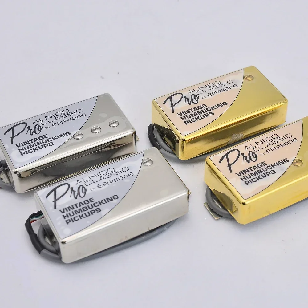 «Набор PRO Alnico Humbucker — звукосниматели с никелевым/золотым покрытием для L P & SG (Neck+Bridge)
«Набор PRO Alnico Humbucker — звукосниматели с никелевым/золотым покрытием для L P & SG (Neck+Bridge)