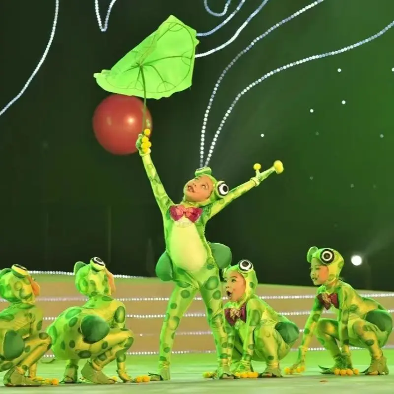 High Quality Kindergarten Little Frog Dance Costumes Cute Animal Jumpsuit For Children School Stage Performance
High Quality Kindergarten Little Frog Dance Costumes Cute Animal Jumpsuit For Children School Stage Performance