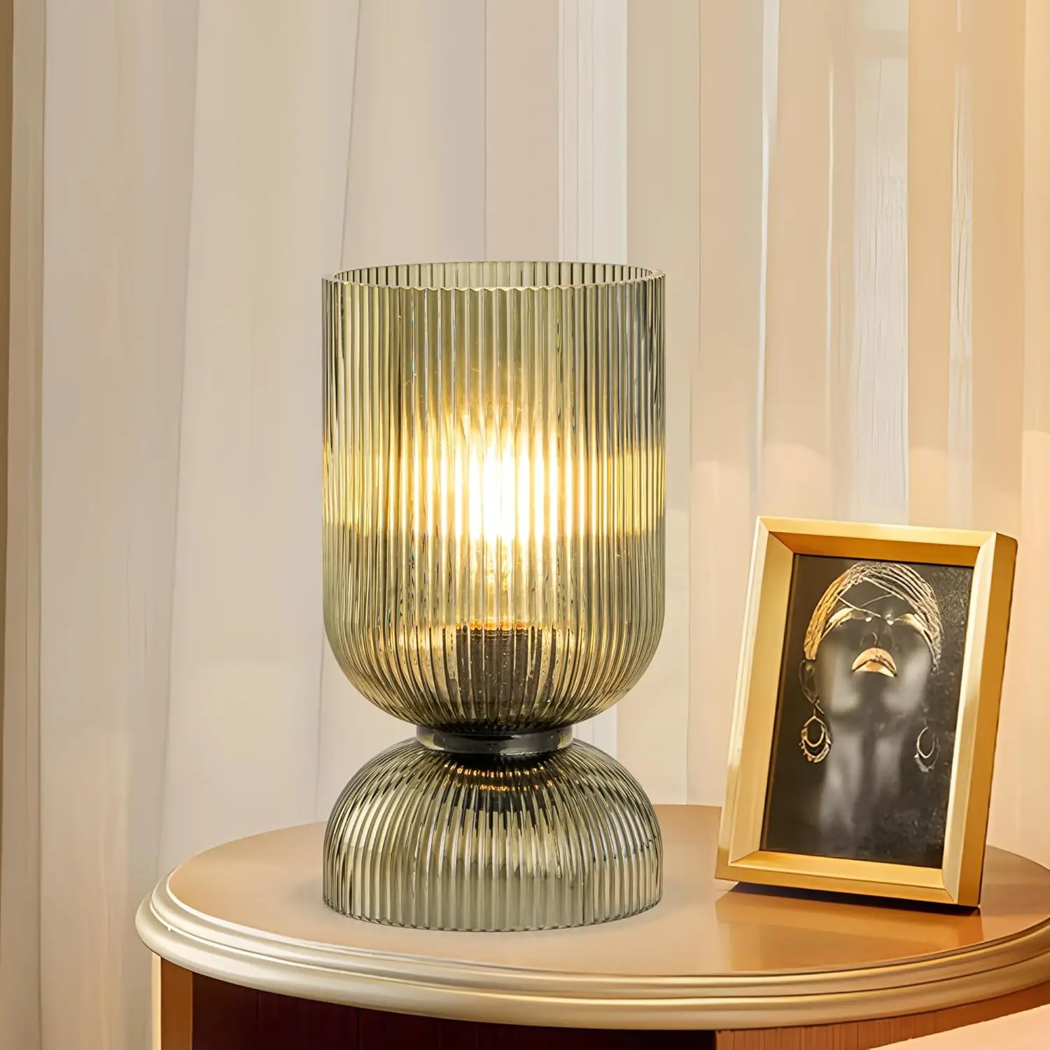 Modern Glass Mid Century Table Lamp with Green Shade, Minimalist Bedside Lamp for Bedroom, Living Room, Office (Bulb Not
Modern Glass Mid Century Table Lamp with Green Shade, Minimalist Bedside Lamp for Bedroom, Living Room, Office (Bulb Not