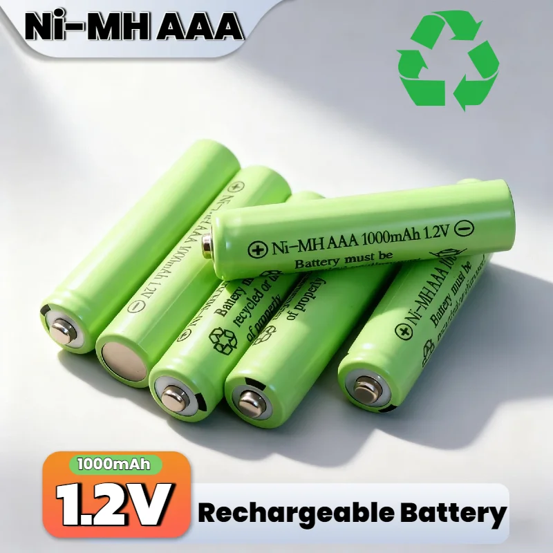 Rechargeable AAA Batteries 1.2V 1000mAh NI-MH, Long Lasting for Remote Control Car, RC Toy, Solar Light, Mouse, Electronic Toys
Rechargeable AAA Batteries 1.2V 1000mAh NI-MH, Long Lasting for Remote Control Car, RC Toy, Solar Light, Mouse, Electronic Toys