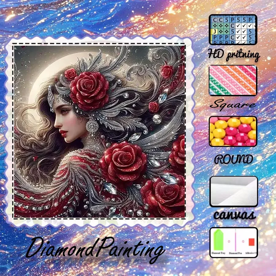 1 piece - 5D-DIY - Flocking cloth - Special drill - Diamond painting set - Roses, jewelry - Mosaic - Diamond art
1 piece - 5D-DIY - Flocking cloth - Special drill - Diamond painting set - Roses, jewelry - Mosaic - Diamond art