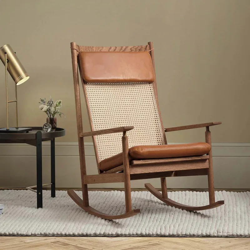 Danish solid wood rocking chair balcony living room nap recliner chair designer backrest free chair retro rattan 
Danish solid wood rocking chair balcony living room nap recliner chair designer backrest free chair retro rattan