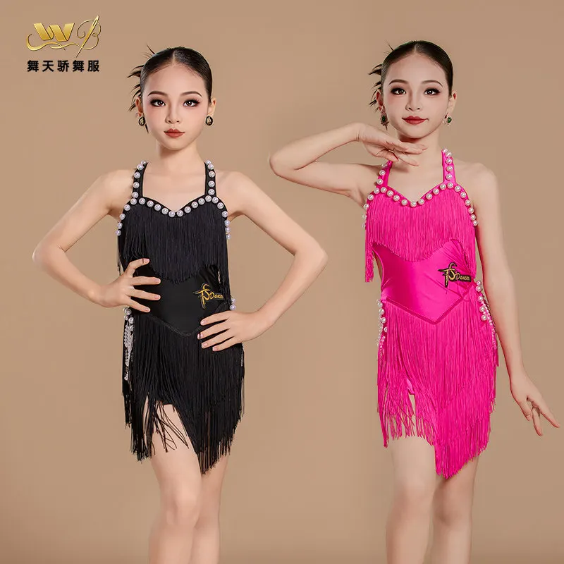 Latin dance costume, women's and children's fashion, pearl tassel style performance outfit, practice outfit, standard suspender
Latin dance costume, women's and children's fashion, pearl tassel style performance outfit, practice outfit, standard suspender