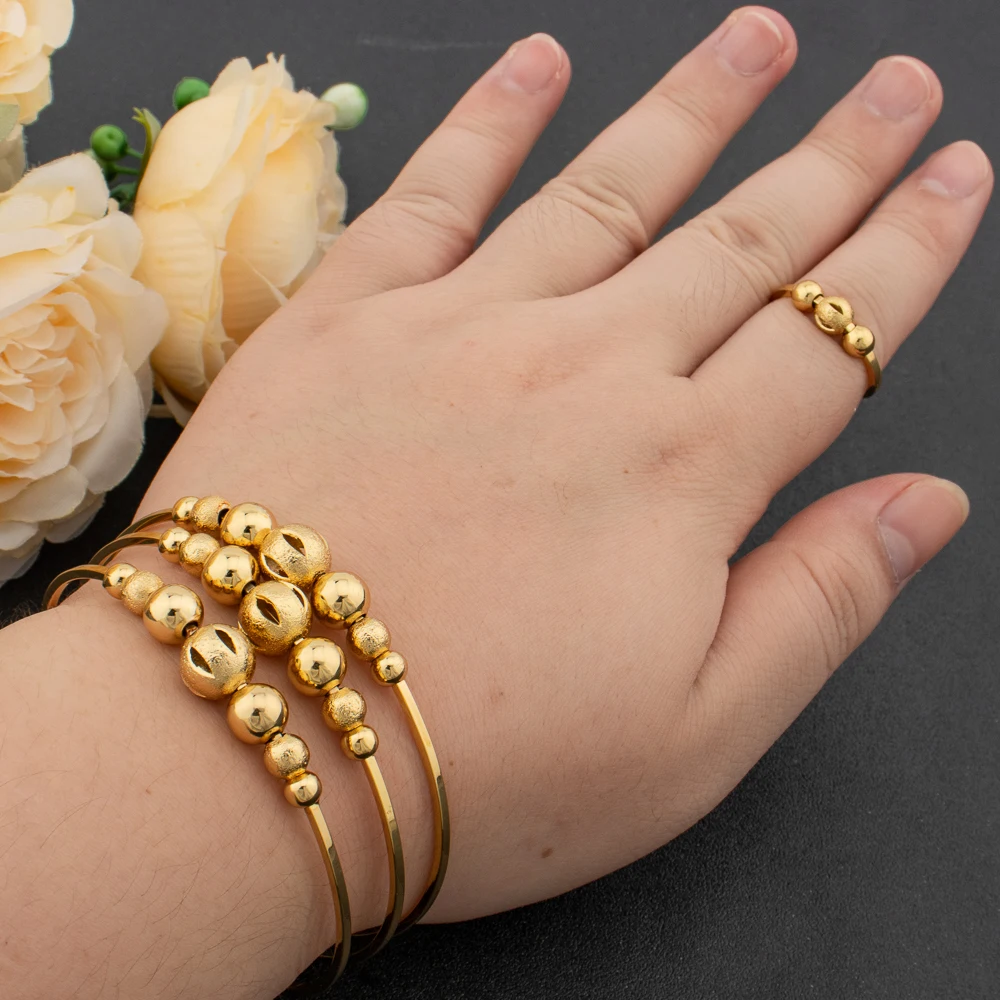 African Gold Color Jewelry Set for Women Beads Design New Bangle and Ring Dubai Weddings Bride Jewelry Set Accessories Gifts
African Gold Color Jewelry Set for Women Beads Design New Bangle and Ring Dubai Weddings Bride Jewelry Set Accessories Gifts