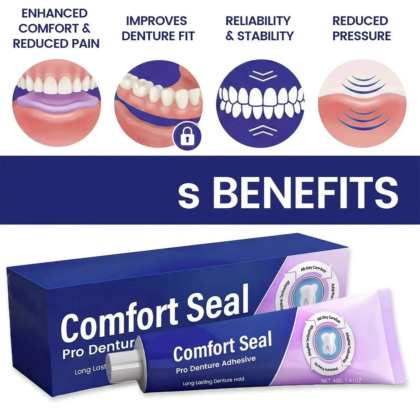 Glue For Dentures 40g Professional Denture Cream Long-Lasting Stability Comfort Security Teeth Adhesive For Home Travel Braces
Glue For Dentures 40g Professional Denture Cream Long-Lasting Stability Comfort Security Teeth Adhesive For Home Travel Braces