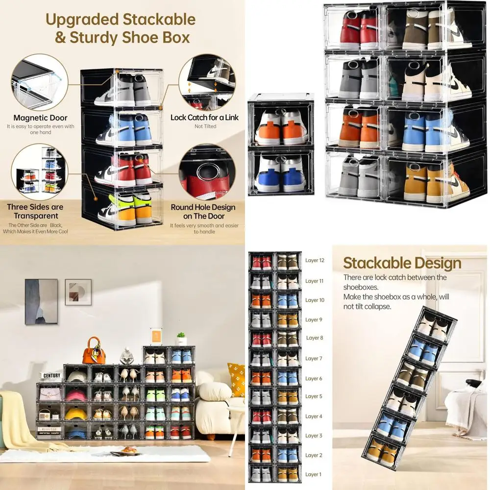 Штабелируемые коробки для хранения обуви с прозрачными магнитными дверцами, прочные органайзеры для кроссовок американского размера (13,8x9,84x7,1)
Штабелируемые коробки для хранения обуви с прозрачными магнитными дверцами, прочные органайзеры для кроссовок американского размера (13,8x9,84x7,1)