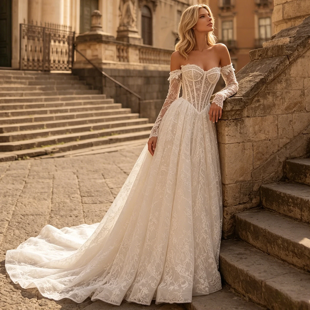 Luxury Appliques Lace Long Sleeve Wedding Dress Vestidos Novia Sweetheart Ball Gown For Women Bridal Party Gown With Train
Luxury Appliques Lace Long Sleeve Wedding Dress Vestidos Novia Sweetheart Ball Gown For Women Bridal Party Gown With Train