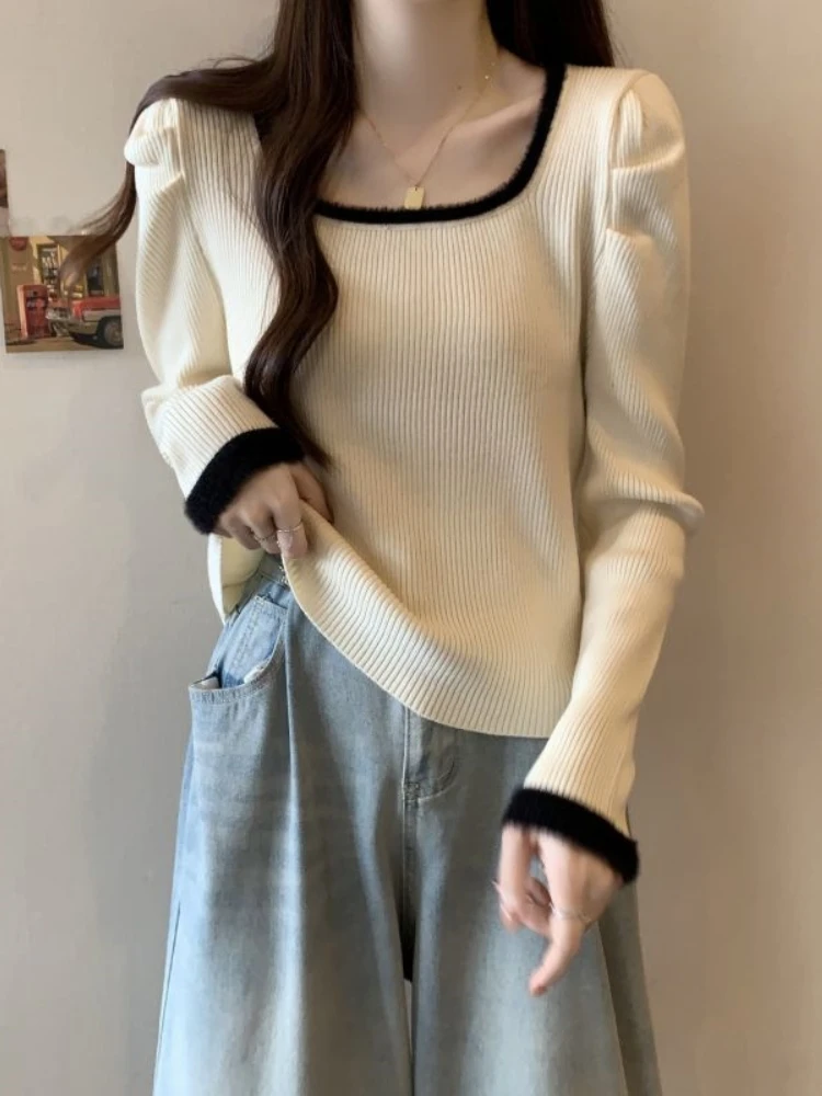Slimming Knitted Base Layer Shirt for Women Square Collar Inner Wear Beautiful Sweater Korean Style Long Sleeve Loose Fit
Slimming Knitted Base Layer Shirt for Women Square Collar Inner Wear Beautiful Sweater Korean Style Long Sleeve Loose Fit