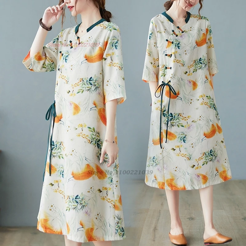 2024 chinese improved qipao vintage dress v-neck cheongsam national flower print a-line qipao oriental elegant folk loose dress
2024 chinese improved qipao vintage dress v-neck cheongsam national flower print a-line qipao oriental elegant folk loose dress