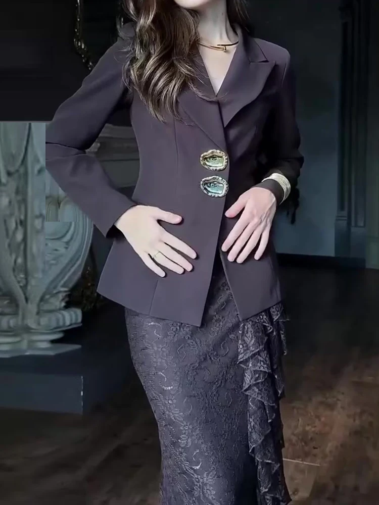 Elegant Temperament Solid Party Outfit Autumn Winter Lapel Long Sleeved Blazer Women Sets Lace High Waist Hlaf Skirt Party Suit
Elegant Temperament Solid Party Outfit Autumn Winter Lapel Long Sleeved Blazer Women Sets Lace High Waist Hlaf Skirt Party Suit
