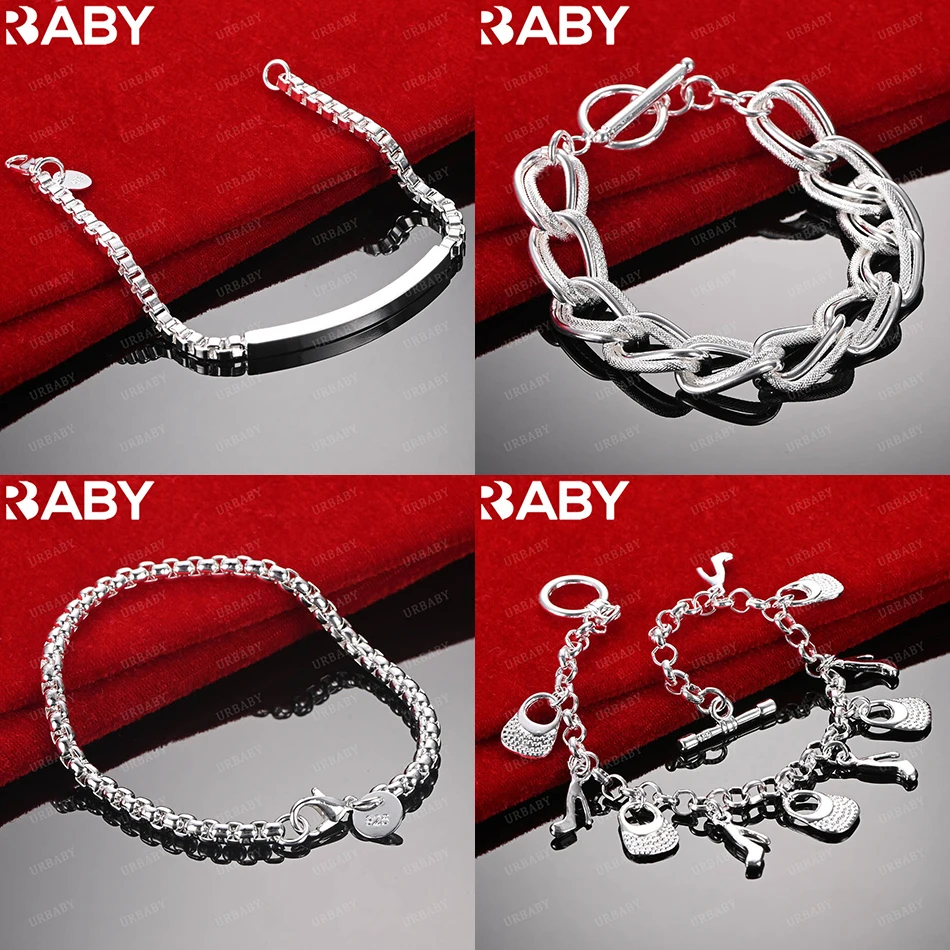 URBABY 925 Sterling Silver Design Bracelets For Women Men Anniversary Gift Popular Wild Fashion Romantic Jewelry
URBABY 925 Sterling Silver Design Bracelets For Women Men Anniversary Gift Popular Wild Fashion Romantic Jewelry