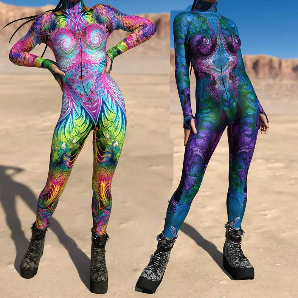 Halloween Holiday Party Colorful 3D Printing CyberPunk Rainbow Jumpsuit Cosplay Costume Elastic Bodysuits Rompers Women Zentai
Halloween Holiday Party Colorful 3D Printing CyberPunk Rainbow Jumpsuit Cosplay Costume Elastic Bodysuits Rompers Women Zentai