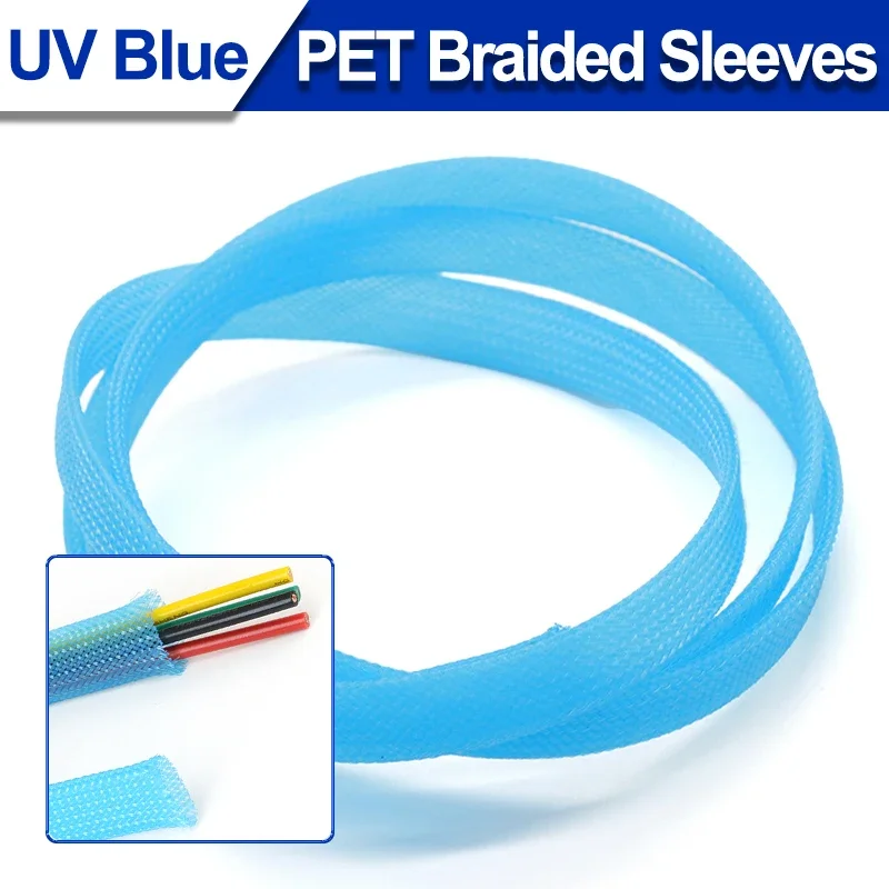 UV Blue PET Braid Sleeve 2/4/6/8/10/12/14/16/20/25/30/40mm High Density Protect Snake Skin Wrap Sheath For Electric Cables 1~50M
UV Blue PET Braid Sleeve 2/4/6/8/10/12/14/16/20/25/30/40mm High Density Protect Snake Skin Wrap Sheath For Electric Cables 1~50M