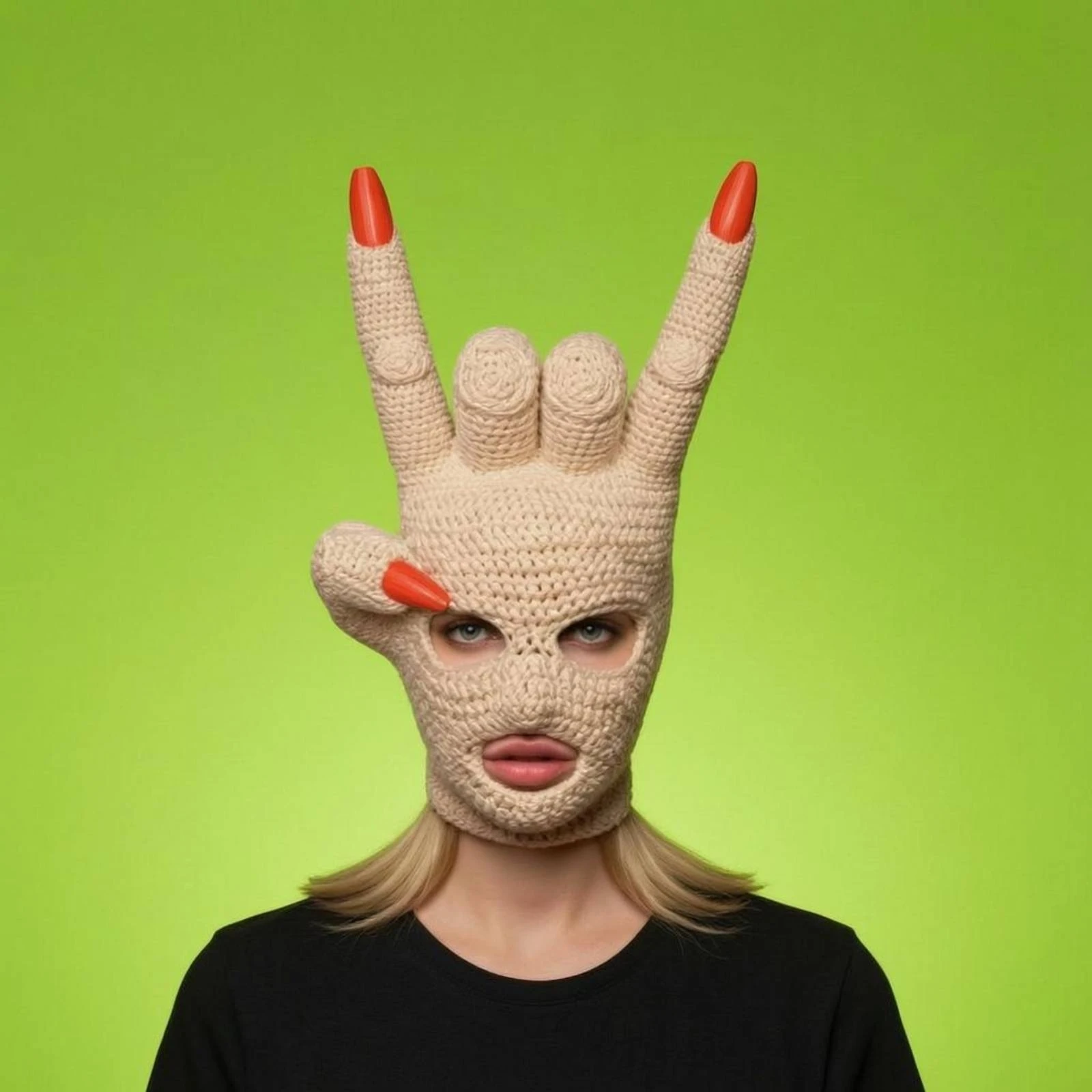 Hand-Shaped Balaclava Red-Tipped Winter Face Mask Crocheted Balaclava Playful Knitted Face Covering Easy to Clean
Hand-Shaped Balaclava Red-Tipped Winter Face Mask Crocheted Balaclava Playful Knitted Face Covering Easy to Clean