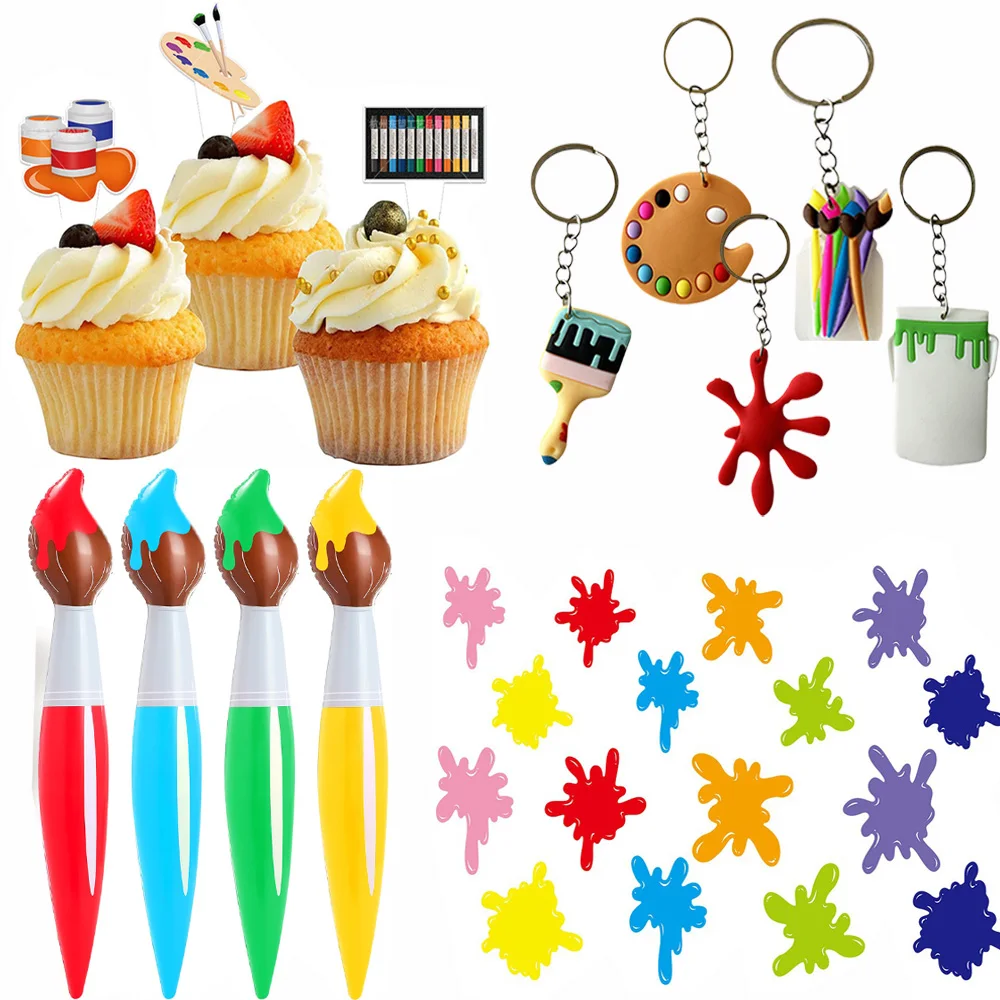 Art Paint Splatter Palette Brush Keychain Colorful Pen Balloon Cupcake Topper Art Painting Graffiti Theme Birthday Party Supplie
Art Paint Splatter Palette Brush Keychain Colorful Pen Balloon Cupcake Topper Art Painting Graffiti Theme Birthday Party Supplie