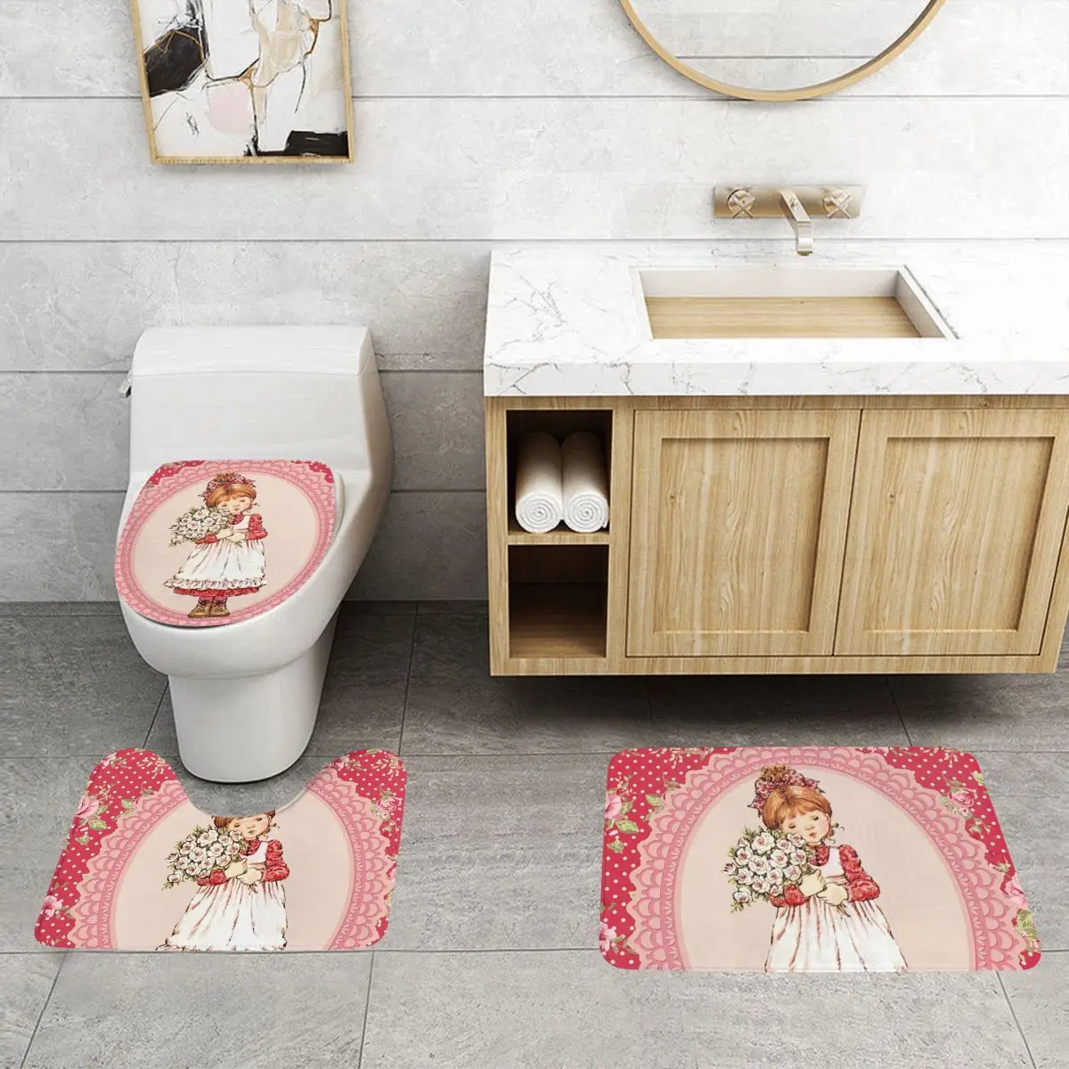Kawaii Sarah Kay, 3-х шт., коврик для ванной, набор для ванной комнаты, крышка для унитаза, домашний декор, нескользящий ковер, напольный коврик
Kawaii Sarah Kay, 3-х шт., коврик для ванной, набор для ванной комнаты, крышка для унитаза, домашний декор, нескользящий ковер, напольный коврик