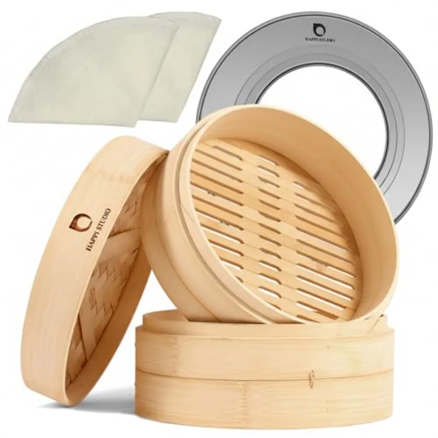 Basket Set - 10 Inch Large Dumpling 2 Tier for Pots - Asian Cooking Dim Sum Bao Buns Momo Rice - Natural Chinese Steam Baskets
Basket Set - 10 Inch Large Dumpling 2 Tier for Pots - Asian Cooking Dim Sum Bao Buns Momo Rice - Natural Chinese Steam Baskets