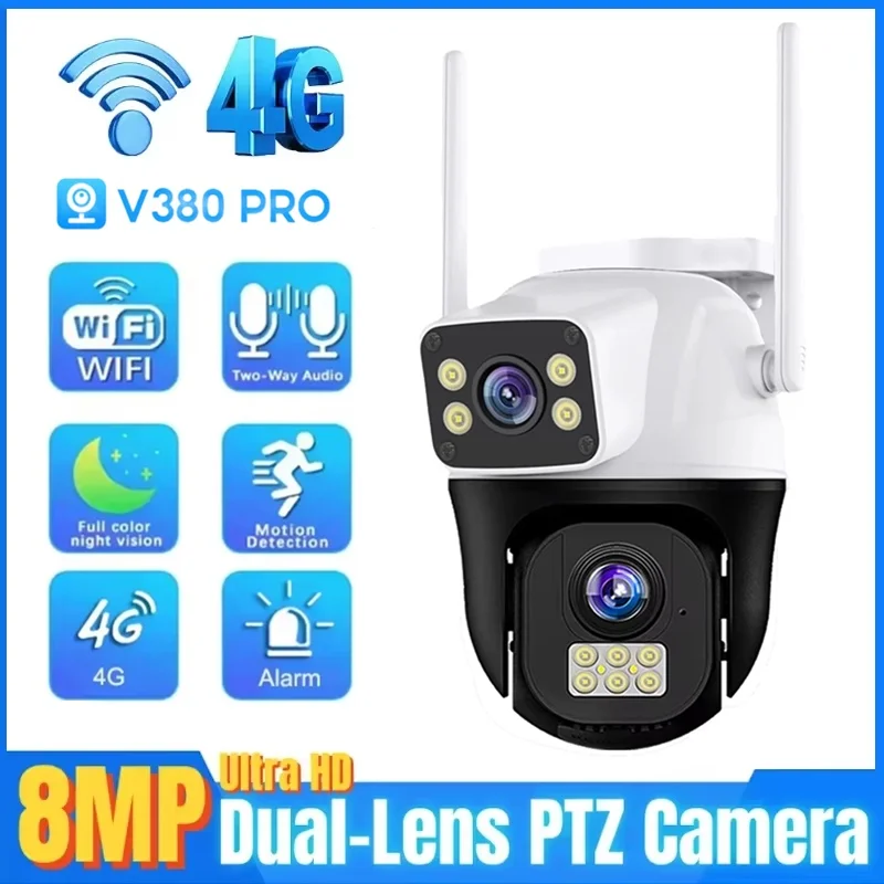 8MP 4G Sim Card Camera Dual Lens Dual Screen Wireless WiFi Outdoor Surveillance Human Detect Security Protection PTZ IP Cameras
8MP 4G Sim Card Camera Dual Lens Dual Screen Wireless WiFi Outdoor Surveillance Human Detect Security Protection PTZ IP Cameras