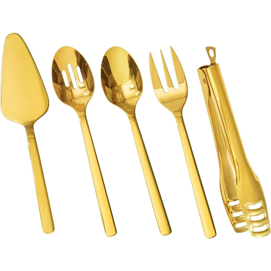 Large Hostess Gold Serving Utensils Set,18/10 Stainless Steel Heavy Duty 10inch Serving Spoons,Slotted Spoons,Serving Fork,Servi
Large Hostess Gold Serving Utensils Set,18/10 Stainless Steel Heavy Duty 10inch Serving Spoons,Slotted Spoons,Serving Fork,Servi