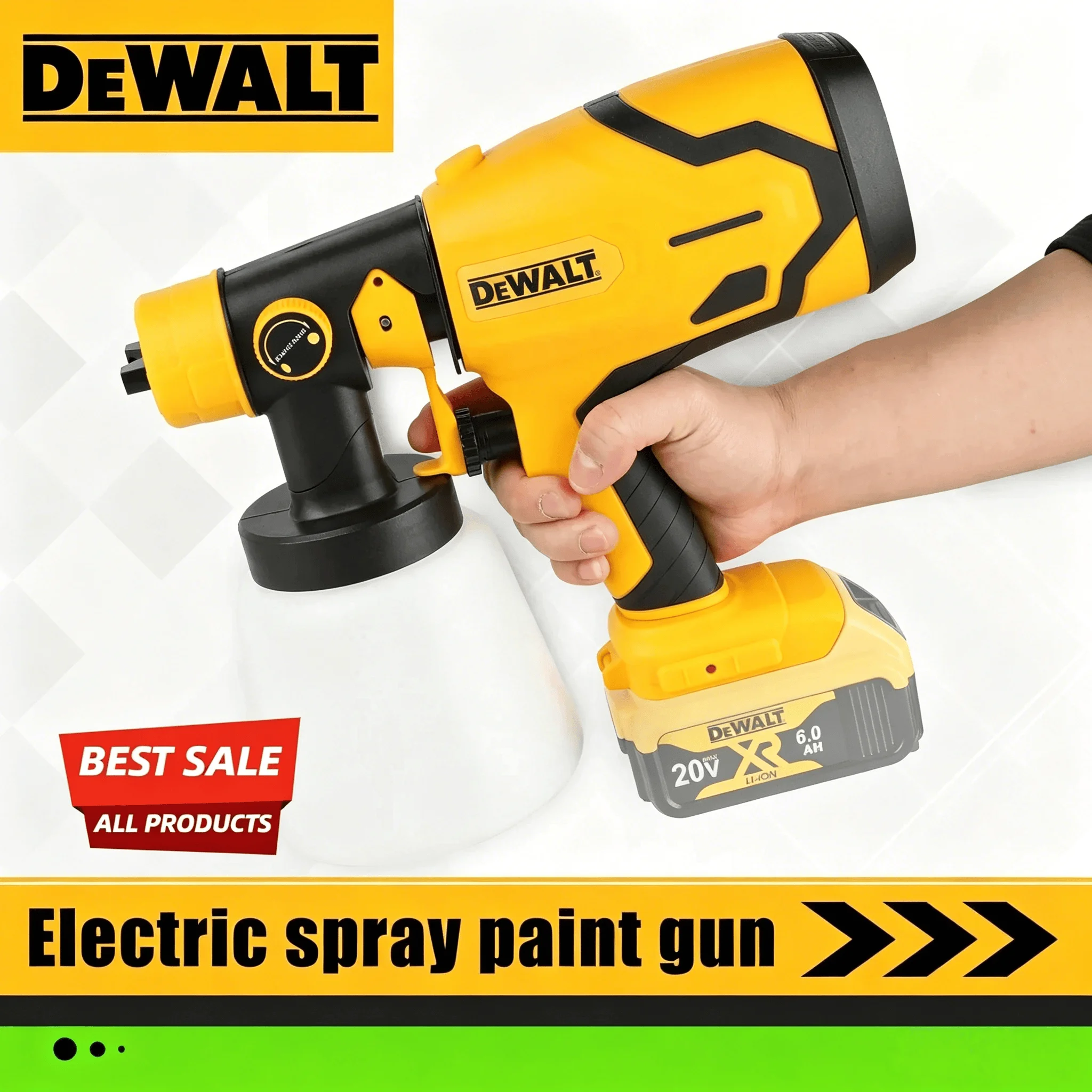 DEWALT Cordless Paint Spray Gun,,High Power for Auto,1000ML Furniture Steel Coating–Electric Airbrush Tool for Professional
DEWALT Cordless Paint Spray Gun,,High Power for Auto,1000ML Furniture Steel Coating–Electric Airbrush Tool for Professional