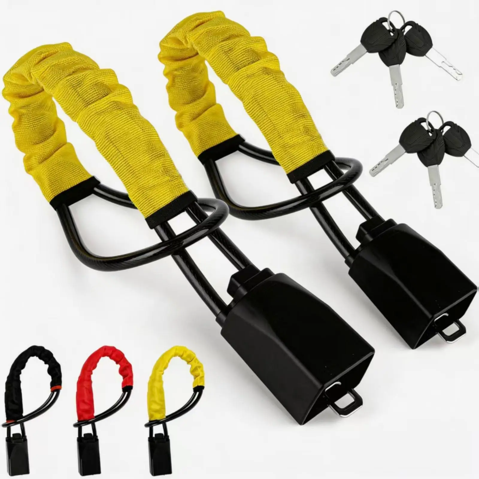 Heavy Duty Car Steering Wheel Lock With Seat Belt Lock Dual Anti-Theft Device 3 Keys Black Yellow Red 2pcs
Heavy Duty Car Steering Wheel Lock With Seat Belt Lock Dual Anti-Theft Device 3 Keys Black Yellow Red 2pcs