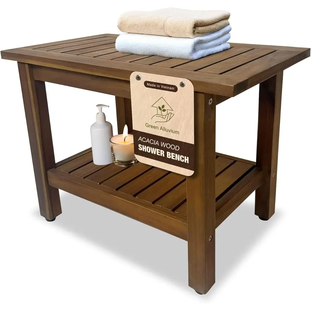 24 Inch Acacia Shower Bench with Storage - Waterproof Sturdy Seat for Adults and Elderly
24 Inch Acacia Shower Bench with Storage - Waterproof Sturdy Seat for Adults and Elderly