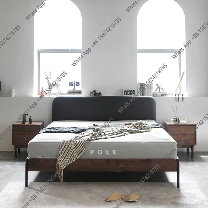 B Nordic Italian Simple Solid Wood Bed Leather Fabric Double Bed Master Bedroom Black Walnut Light Luxury Wedding Bed Minimalist
B Nordic Italian Simple Solid Wood Bed Leather Fabric Double Bed Master Bedroom Black Walnut Light Luxury Wedding Bed Minimalist
