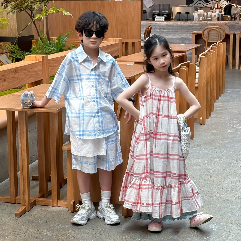 Holiday Siblings Plaid Clothes Baby Twin Brother and Sister Matching Outfit Girl Dress Korean Child Boys Top Shorts 2 Piece Sets
Holiday Siblings Plaid Clothes Baby Twin Brother and Sister Matching Outfit Girl Dress Korean Child Boys Top Shorts 2 Piece Sets