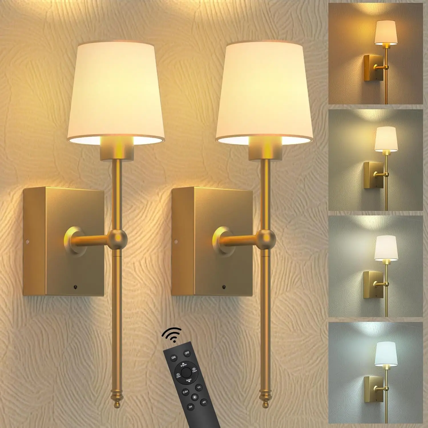 Battery Operated Wall Sconce Set of 2 3000K-6000K Dimmable Wireless Wall Light Rechargeable with Remote Control for Living Room
Battery Operated Wall Sconce Set of 2 3000K-6000K Dimmable Wireless Wall Light Rechargeable with Remote Control for Living Room