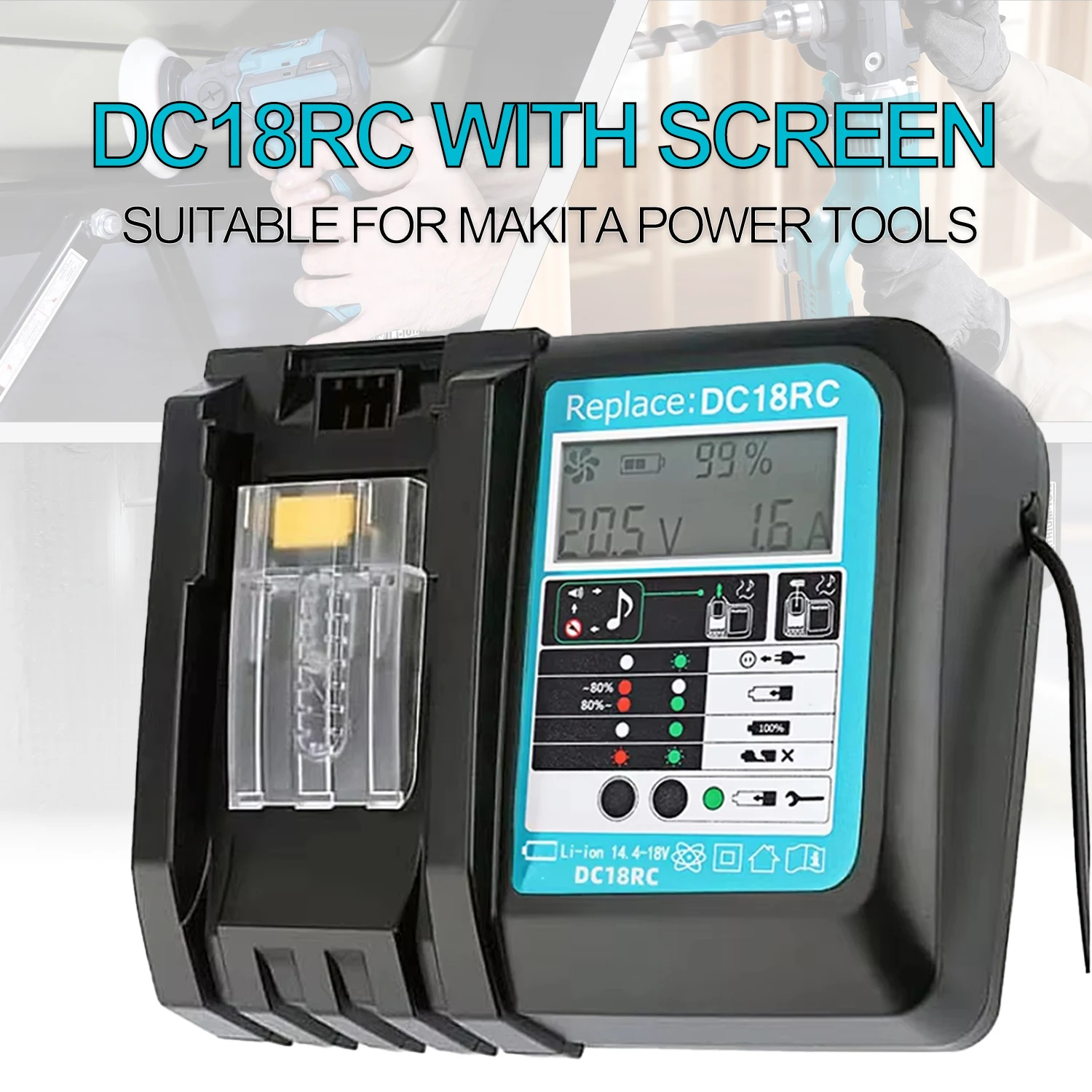 DC18RC Быстрое автомобильное зарядное устройство для аккумулятора Makita 14,4-18 В, совместимое с аккумулятором Makita BL1850 BL1840B BL1820 BL1815 BL1860
DC18RC Быстрое автомобильное зарядное устройство для аккумулятора Makita 14,4-18 В, совместимое с аккумулятором Makita BL1850 BL1840B BL1820 BL1815 BL1860