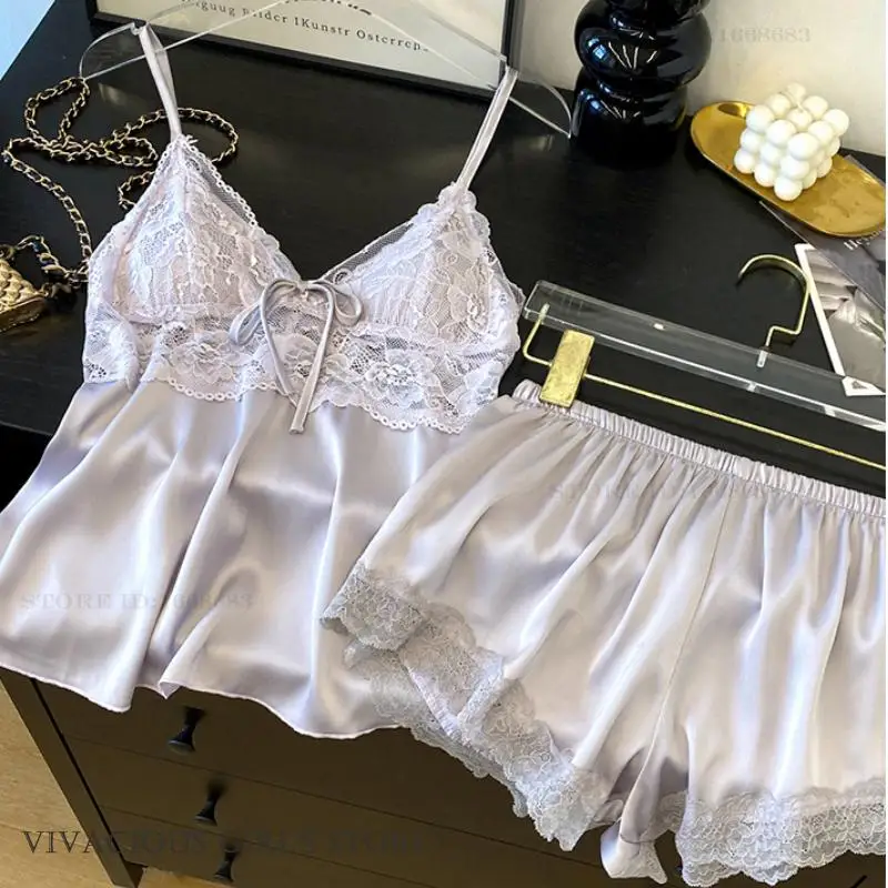 Female Suspender Pajamas Set Lounge Wear Sexy Hollow Out Lace Intimate Lingerie Sleepwear Summer New Strap Top&shorts Homewear
Female Suspender Pajamas Set Lounge Wear Sexy Hollow Out Lace Intimate Lingerie Sleepwear Summer New Strap Top&shorts Homewear