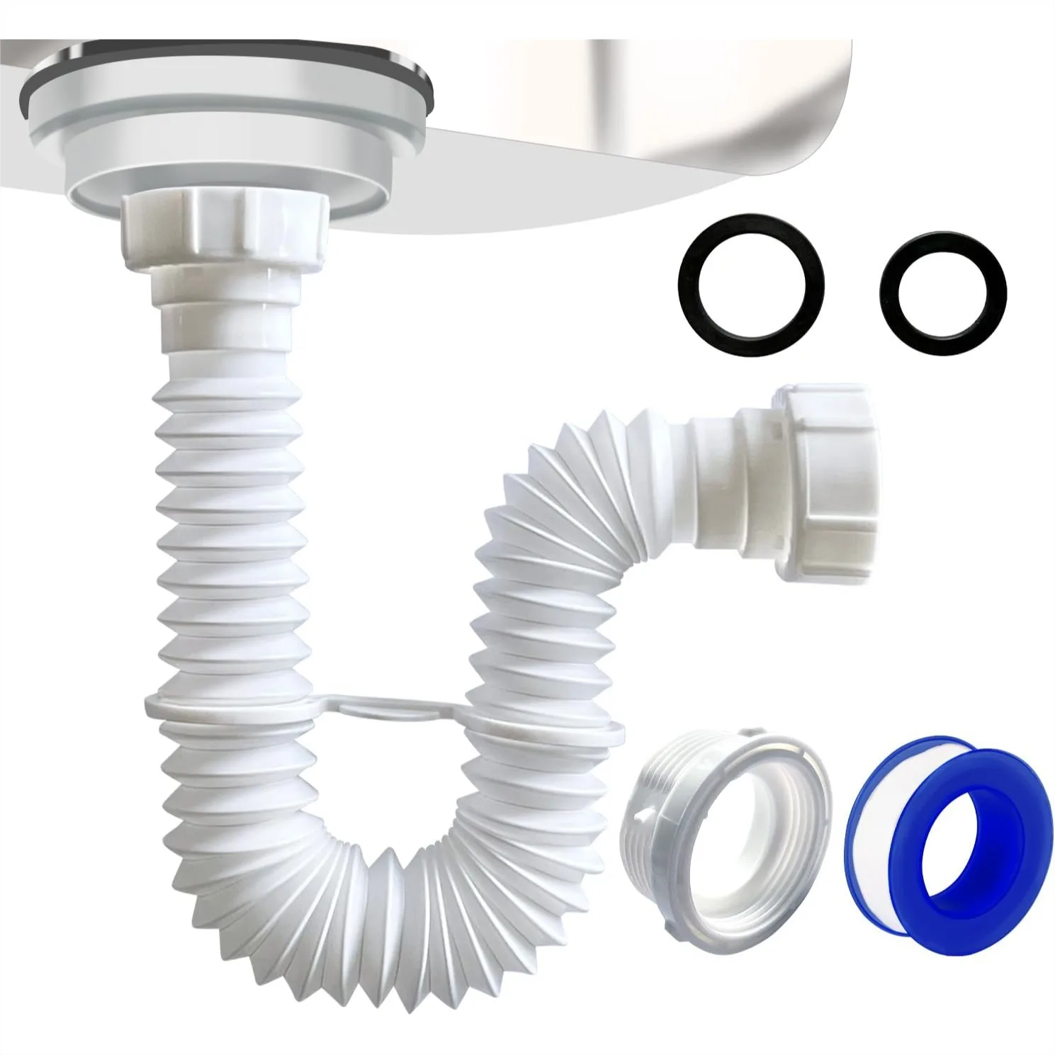 Flexible Sink Drain Pipe P Trap, 7.5"-17.7" Adjustable for Kitchen Bathroom Plumbing with 1-1/4" Adapter
Flexible Sink Drain Pipe P Trap, 7.5"-17.7" Adjustable for Kitchen Bathroom Plumbing with 1-1/4" Adapter