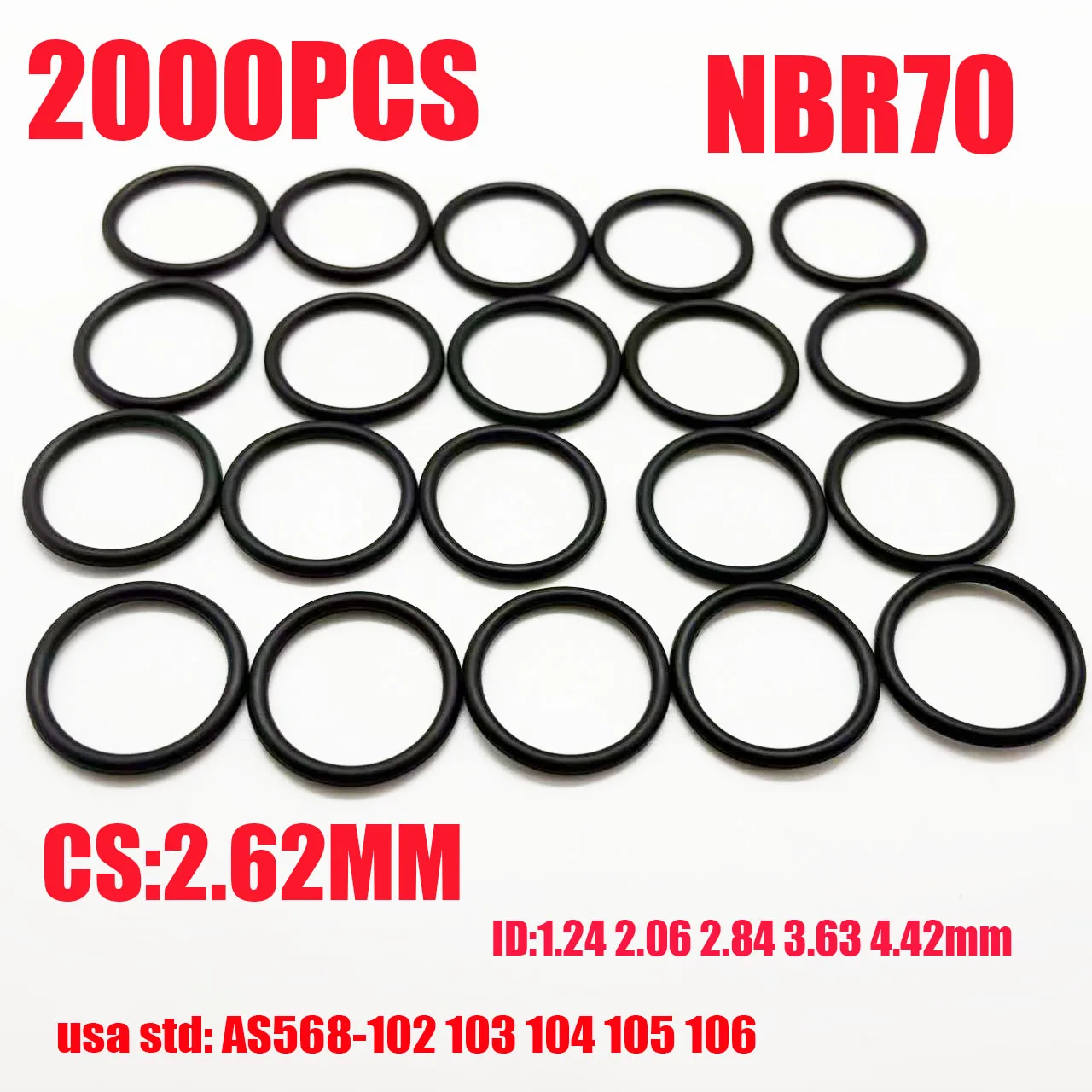 USA STANDARD 2000 AS568 102 103 104 105 106NBR70 Rohs sealing O-ring, waterproof, rubber ring cs2.62 ID1.24 2.06 2.84 3.63 4.42
USA STANDARD 2000 AS568 102 103 104 105 106NBR70 Rohs sealing O-ring, waterproof, rubber ring cs2.62 ID1.24 2.06 2.84 3.63 4.42
