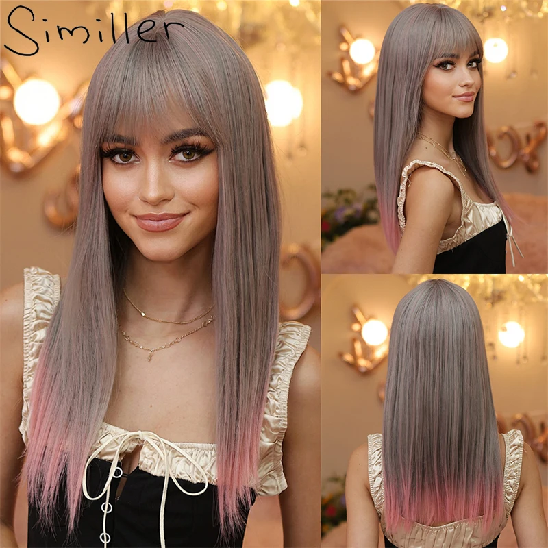 Similler Women Long Synthetic Wigs Straight Hair High Temperature Fiber Grey Pink Ombre Wig for Daily Use with Bangs
Similler Women Long Synthetic Wigs Straight Hair High Temperature Fiber Grey Pink Ombre Wig for Daily Use with Bangs