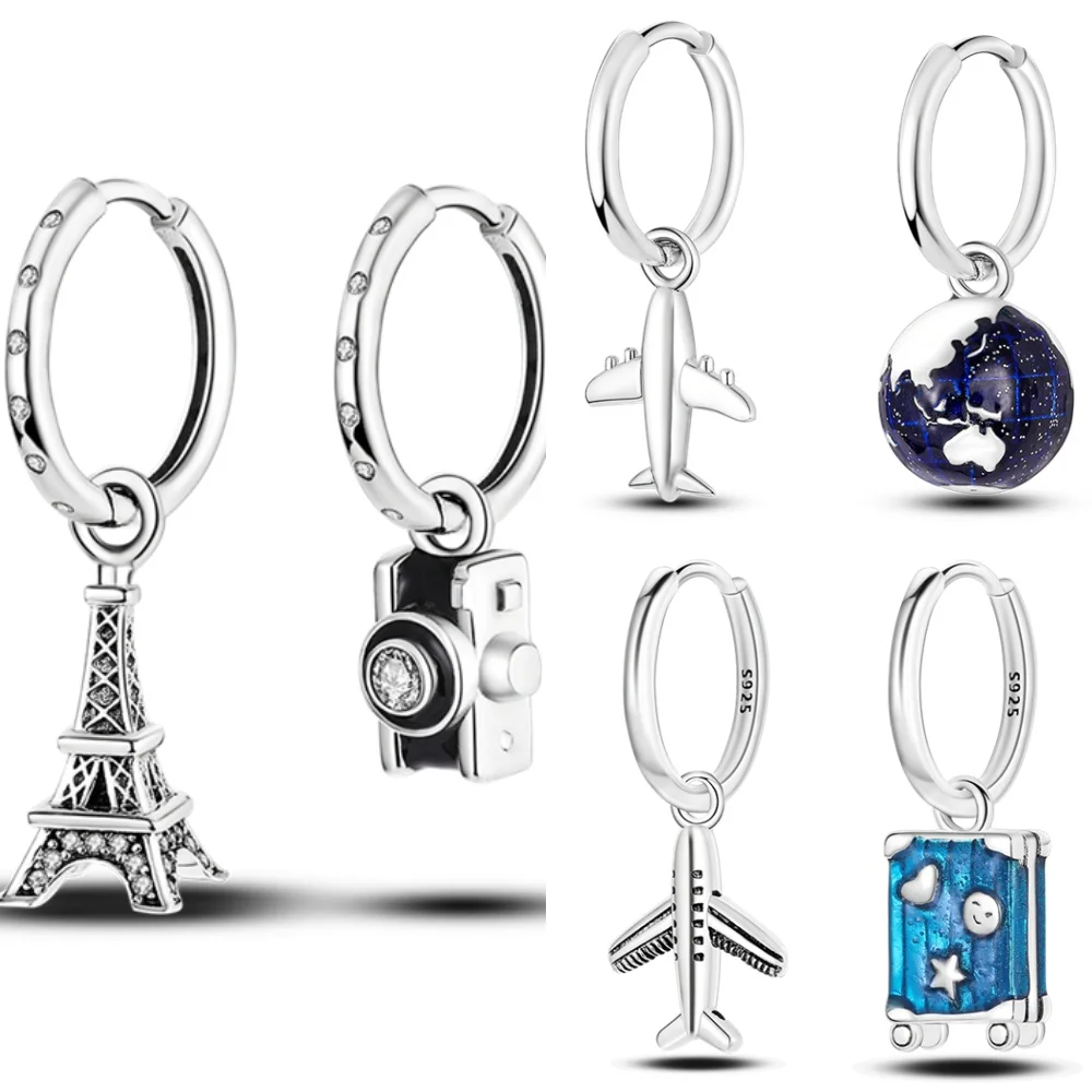 Hot 925 Sterling Silver Asymmetric Creative Travel Series Drop Earrings For Woman Fashion Party Gift Elegant Jewelry Accessories
Hot 925 Sterling Silver Asymmetric Creative Travel Series Drop Earrings For Woman Fashion Party Gift Elegant Jewelry Accessories