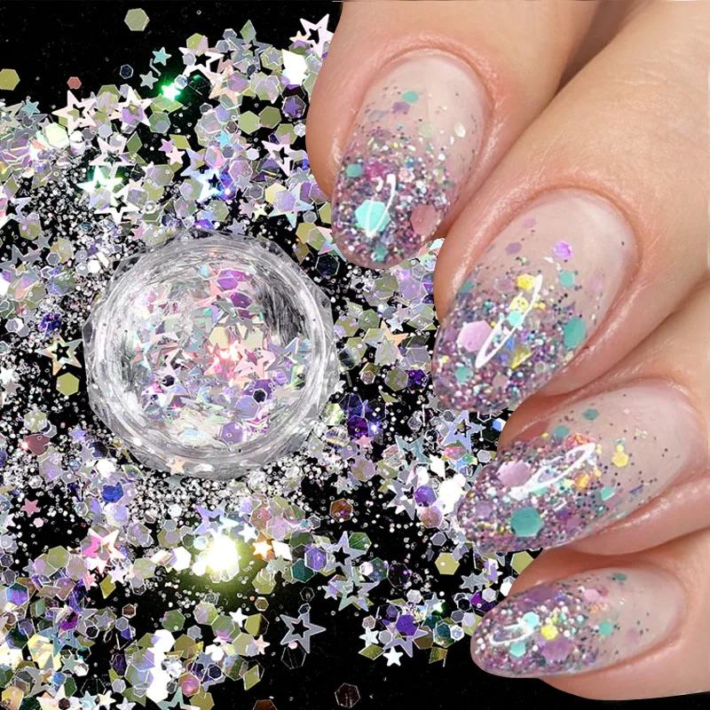 Holographic Mixed Nail Sequins Glitter Laser Sparkly Iridescent Heart Star Shape Nail Art Design Resin Flake Manicure Decoration
Holographic Mixed Nail Sequins Glitter Laser Sparkly Iridescent Heart Star Shape Nail Art Design Resin Flake Manicure Decoration