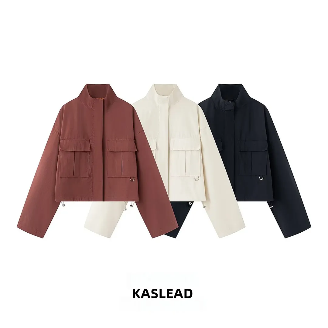 KASLEAD New Women's Fashion Short Jacket Stand Collar Flip Cover Chest Pocket Street Style Long Sleeve Polyester Fiber
KASLEAD New Women's Fashion Short Jacket Stand Collar Flip Cover Chest Pocket Street Style Long Sleeve Polyester Fiber