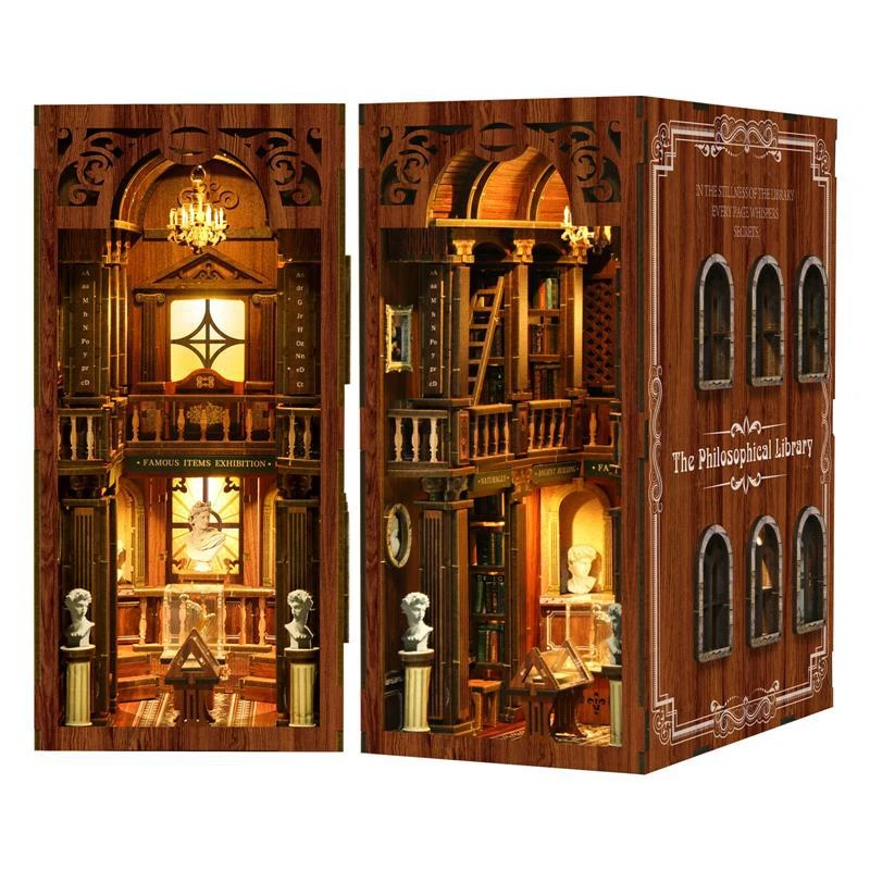 The Philosophical Library DIY Wooden Book Nook Figurines Miniature Kits Bookshelf Home Bookend Decoration Adult Handmade Gifts
The Philosophical Library DIY Wooden Book Nook Figurines Miniature Kits Bookshelf Home Bookend Decoration Adult Handmade Gifts