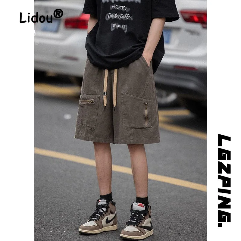Zipper Pockets Personality Style Men's Cargo Shorts Thin Summer Waist Drawstring Street Casual Loose All-match Male Short
Zipper Pockets Personality Style Men's Cargo Shorts Thin Summer Waist Drawstring Street Casual Loose All-match Male Short