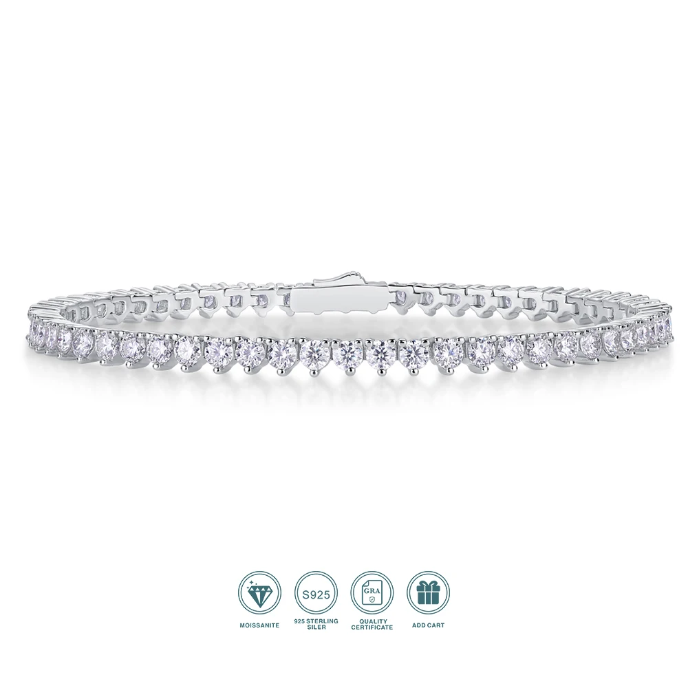 JIUZUAN Moissanite Tennis Bracelet 925 Sterling Silver 18K Gold Plated Tapered Round Design Gift for Women with GRA Certificate
JIUZUAN Moissanite Tennis Bracelet 925 Sterling Silver 18K Gold Plated Tapered Round Design Gift for Women with GRA Certificate