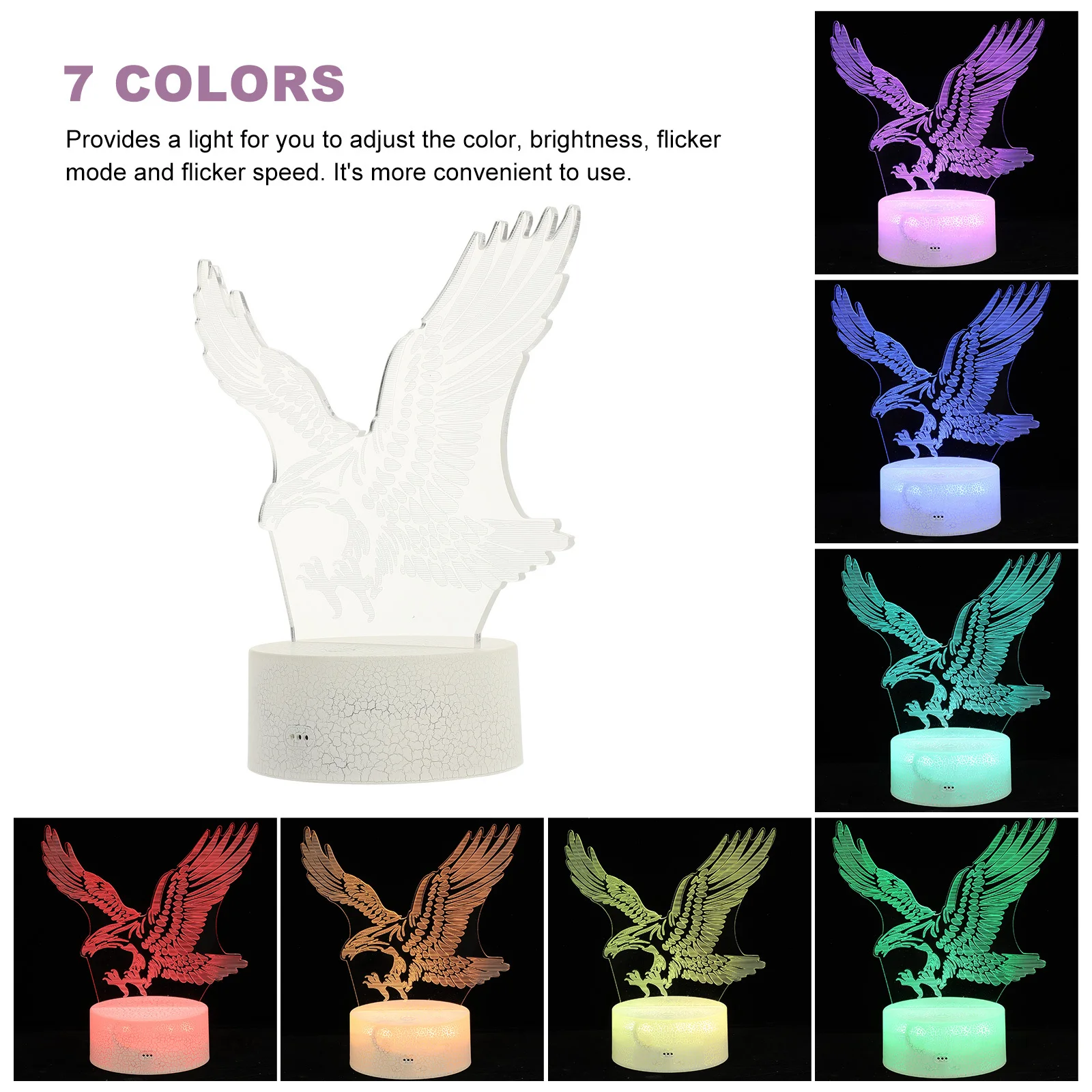 1Set 3D LED Eagle Bird Illusion Lamp with Remote Color Changing Night Light for Bedroom Bar Cafe Decor Multi-Color USB Powered
1Set 3D LED Eagle Bird Illusion Lamp with Remote Color Changing Night Light for Bedroom Bar Cafe Decor Multi-Color USB Powered