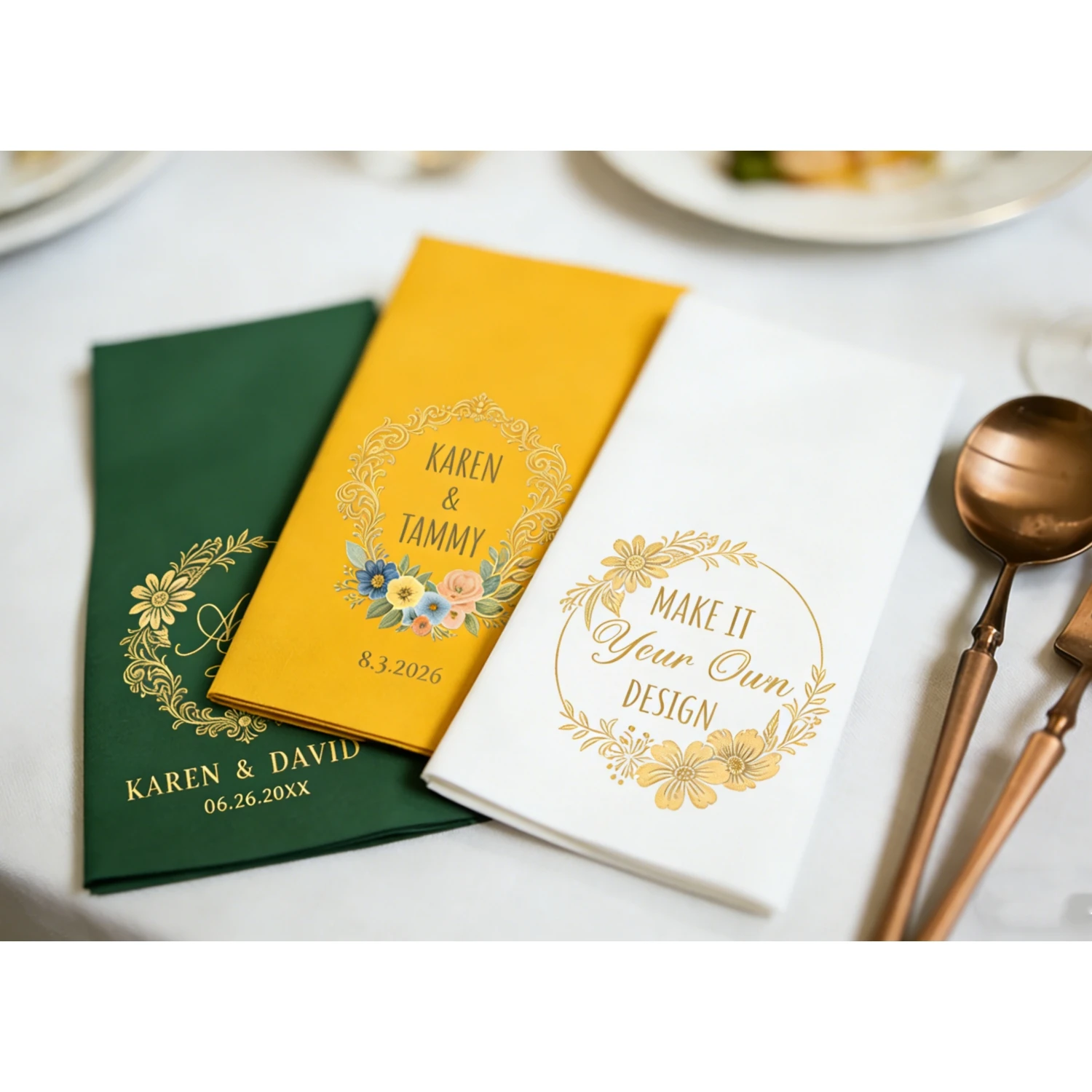Wedding Gold Foil Printed Napkins Linen Like Soft Disposable 100pcs Custom Party Supply
Wedding Gold Foil Printed Napkins Linen Like Soft Disposable 100pcs Custom Party Supply
