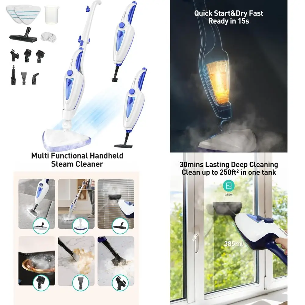 Powerful 12-in-1 Steam Mop with Fast Heat-Up, 1500W Detachable Handheld Cleaner, Removes 99.99% Stubborn Stains, Includes 2 Dirt
Powerful 12-in-1 Steam Mop with Fast Heat-Up, 1500W Detachable Handheld Cleaner, Removes 99.99% Stubborn Stains, Includes 2 Dirt