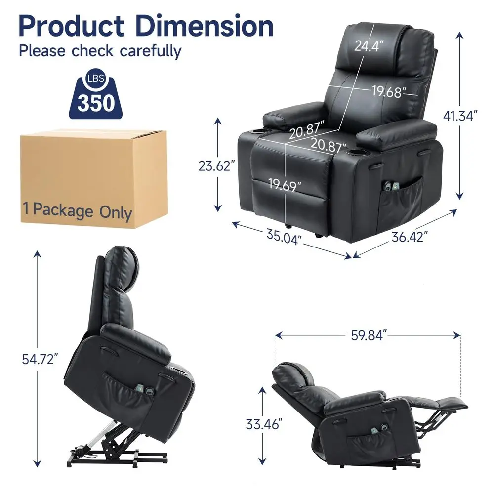 Power Lift Recliner Chair for Elderly with Massage amp Heat, 160 Adjustable PU Leather Electric Recliner with Remote, Cup Holde
Power Lift Recliner Chair for Elderly with Massage amp Heat, 160 Adjustable PU Leather Electric Recliner with Remote, Cup Holde