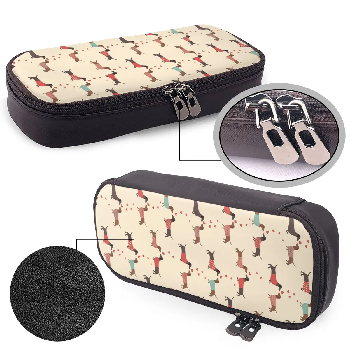 Sausage Dog Dachshund Cute Leather Pencil Cases Pencil Pouch Storage Stationery Supplies Pen Box Pencil Bag for Kids Gifts
Sausage Dog Dachshund Cute Leather Pencil Cases Pencil Pouch Storage Stationery Supplies Pen Box Pencil Bag for Kids Gifts