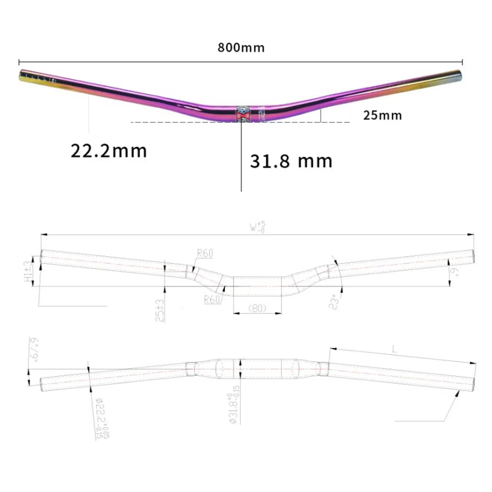 Lightweight 800mm Bike Riser Bar High-Strength Mountain Bicycle 31.8mm High Rise
Lightweight 800mm Bike Riser Bar High-Strength Mountain Bicycle 31.8mm High Rise