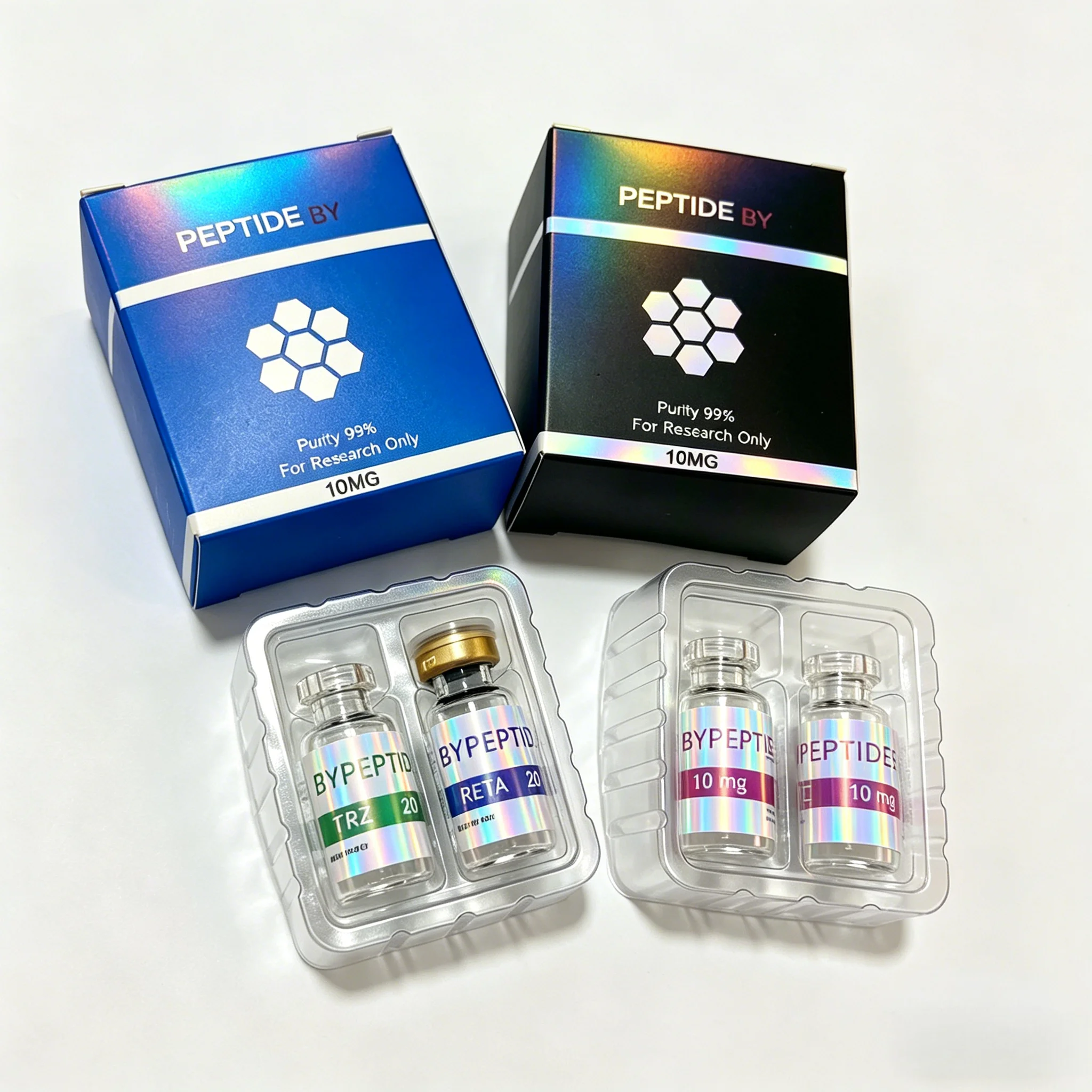 Full Peptide Bottle Packaging For Beauty Fitness Integrated Holographic Craft 3ml 10ml Custom Labels Hard Box With Plastic Tray
Full Peptide Bottle Packaging For Beauty Fitness Integrated Holographic Craft 3ml 10ml Custom Labels Hard Box With Plastic Tray