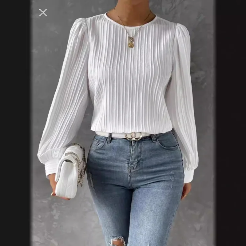2025European and American New Spring round Neck Sleeve Long Sleeve Solid Color Loose Blouse
2025European and American New Spring round Neck Sleeve Long Sleeve Solid Color Loose Blouse