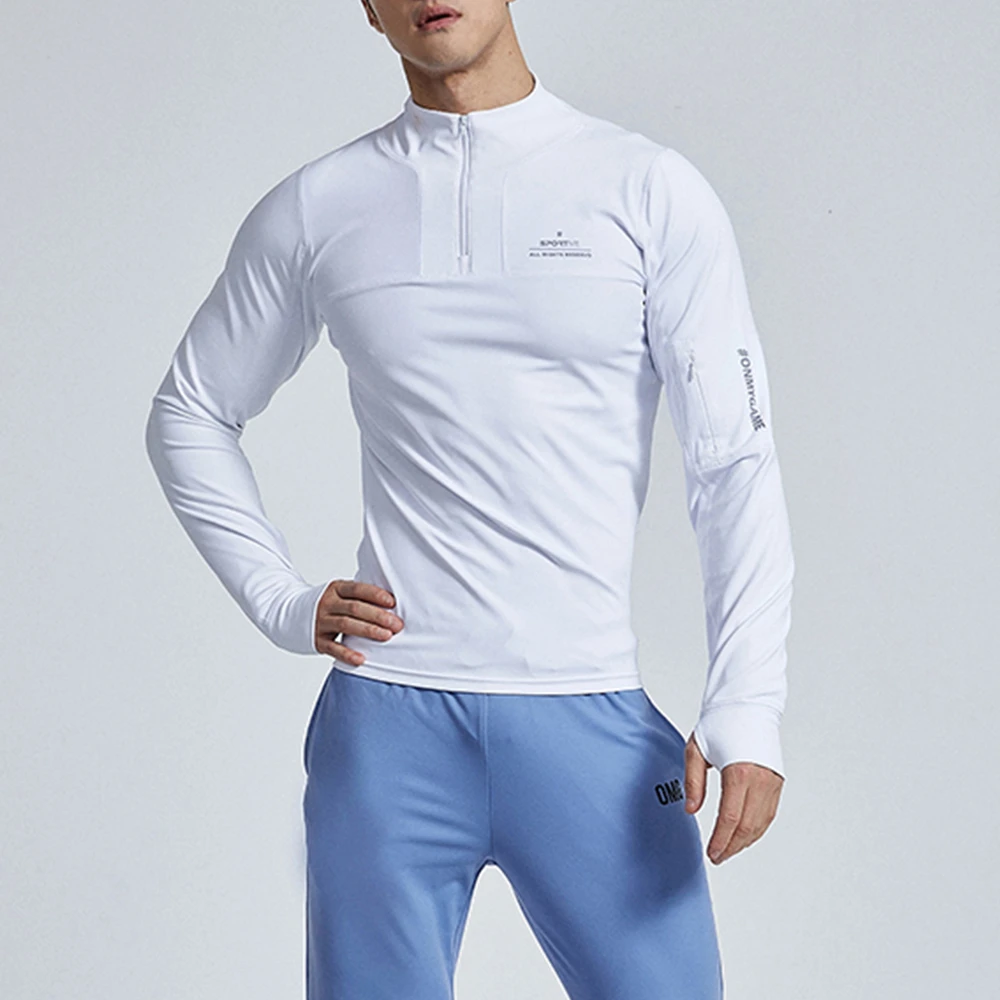 Autumn winter men sports fitness top Long sleeve plus size zipper neck t shirt streetwear
Autumn winter men sports fitness top Long sleeve plus size zipper neck t shirt streetwear